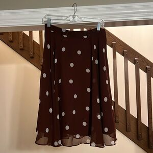 Ann Taylor polka dots midi brown cream skirt